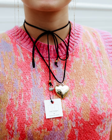 Gold Heart Wrap Necklace