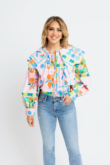 FLORAL FRAME COLLAR TOP