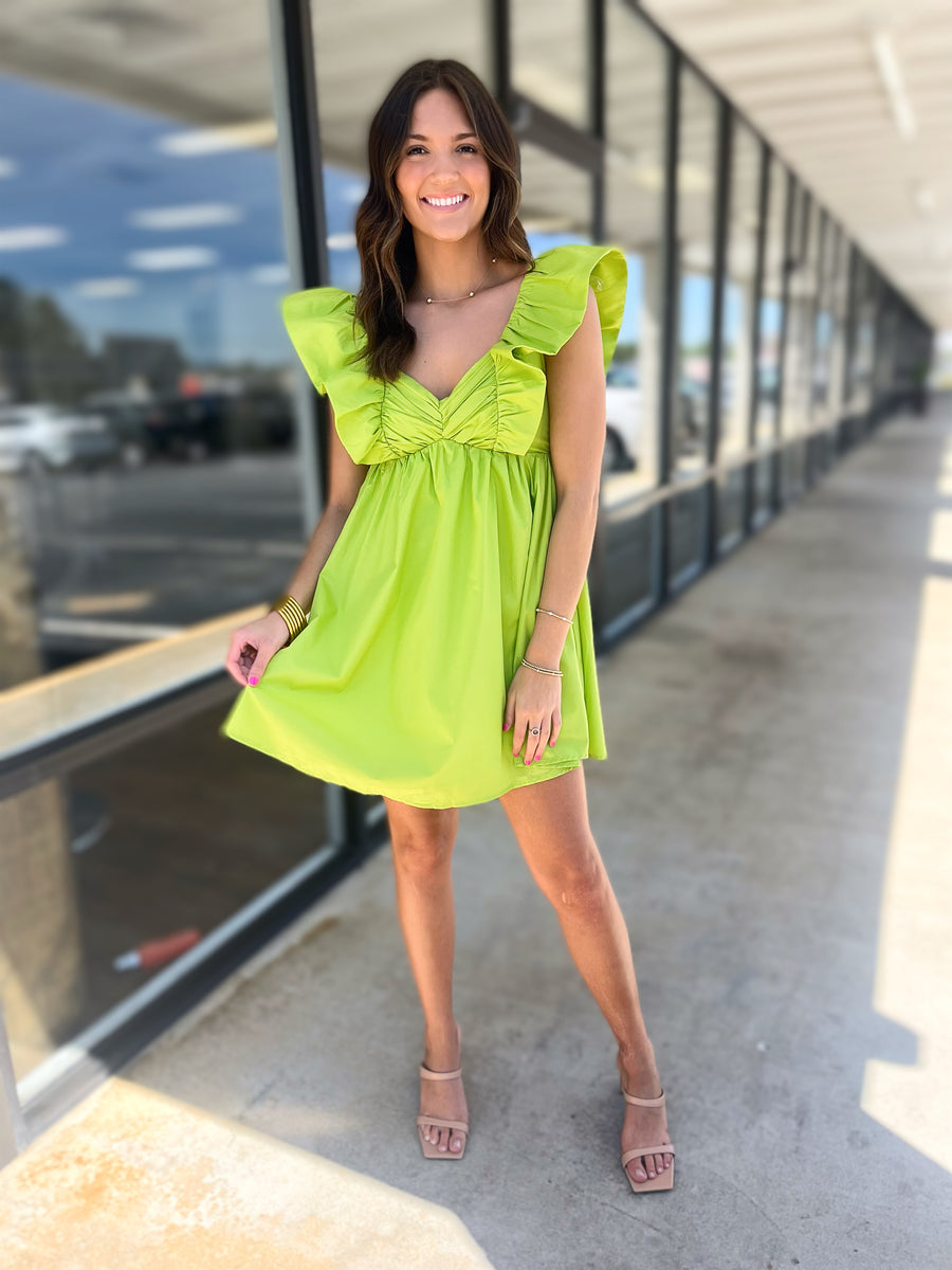 ruffle sleeve mini dress Desiree Designed in a classic hue Marlina Ruffle Sleeve Babydoll Mini