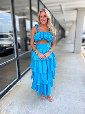 Bold Blue Skirt Set