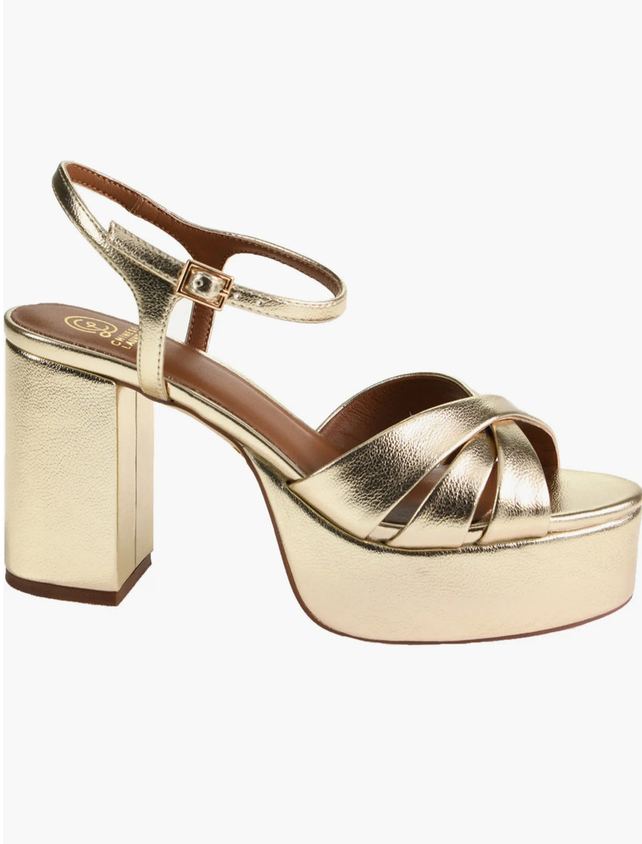 Tessa Metallic Ankle Strap Platform Sandal
