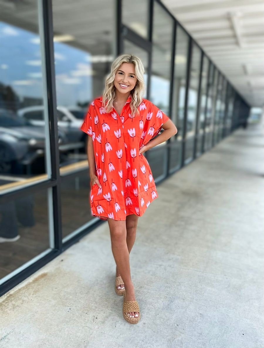 Poppy Vneck Shirt Dress