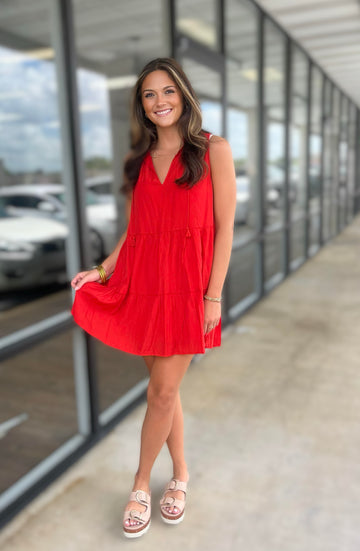 Casual Dress- Red