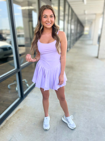 Sporty Pleated Romper- Lavender