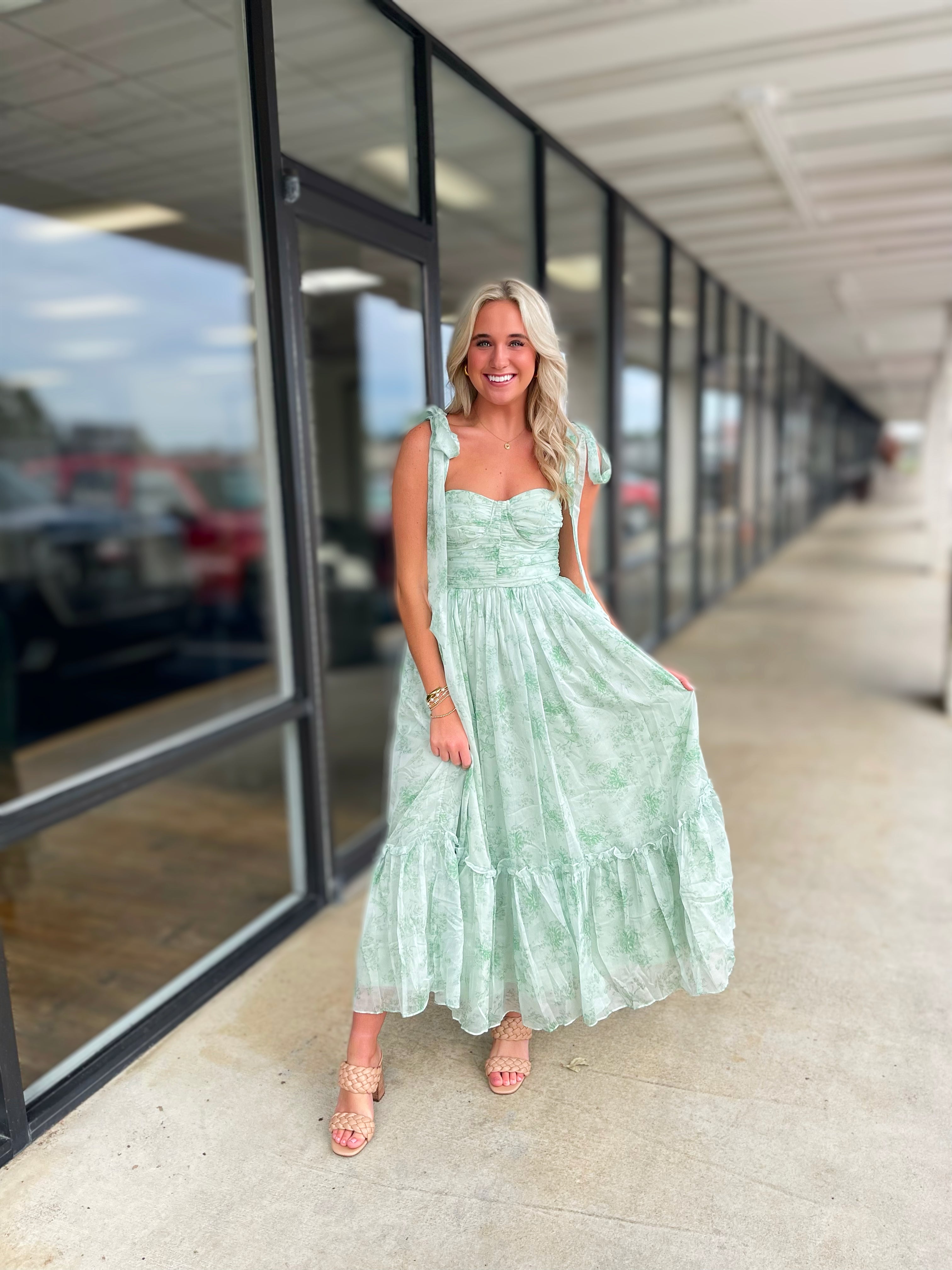 Sage Floral Dress – Unique Boutique