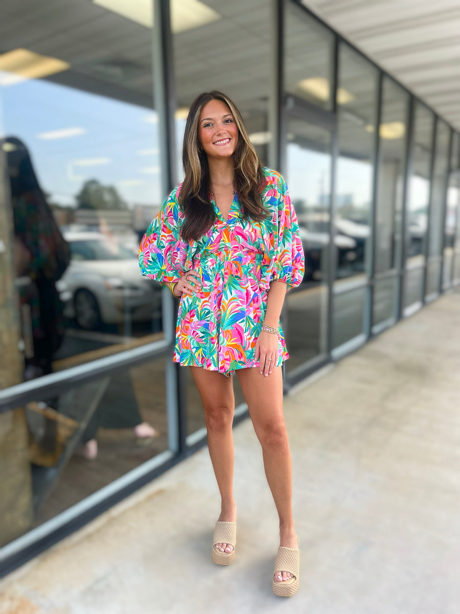 The Ada Bright Palm Romper