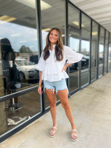 White Ruffle Top