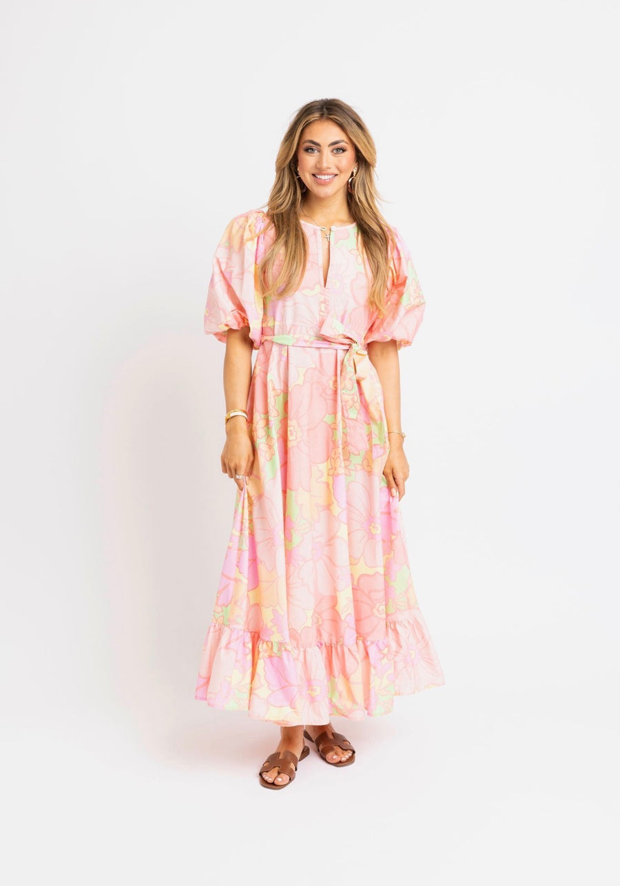 big floral maxi dress Big Floral Pastel Maxi Dress – Unique Boutique