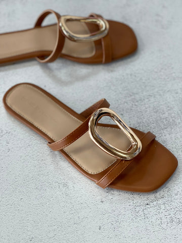 Golden Embellishment Double Strap Sandal