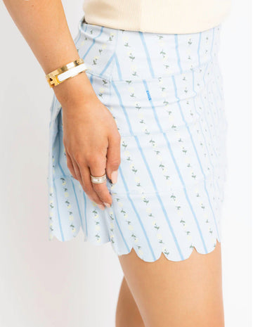 Floral Ditzy Stripe Scallop Skort