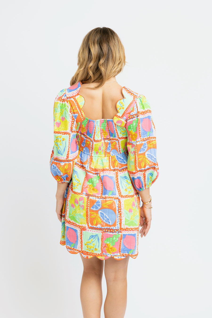 FRUIT GAUZE FRUIT SCALLOP DRESS