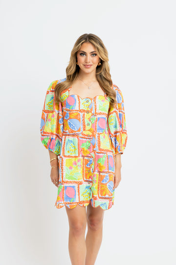 FRUIT GAUZE FRUIT SCALLOP DRESS