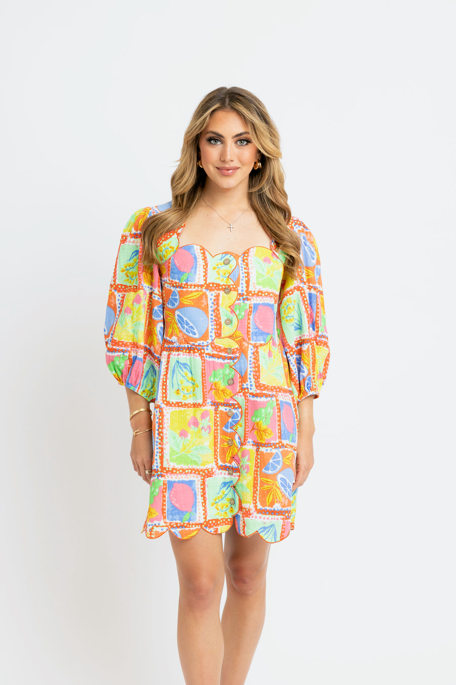 FRUIT GAUZE FRUIT SCALLOP DRESS