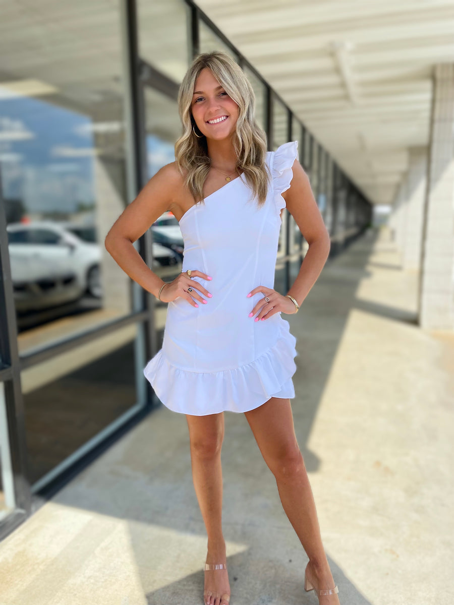 Ruffle Up One Shoulder Dress